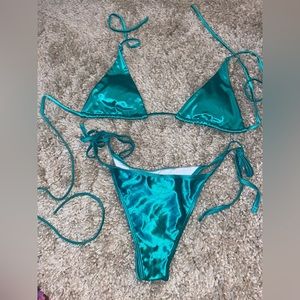 Green silk swimsuit